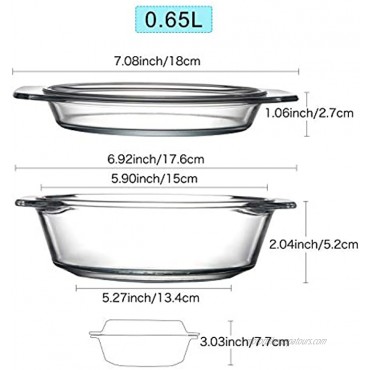 Clear Small Glass Casserole Dish With Glass Lid Glass Microwave Bowls with Lids Glass Microwavable Bowls 0.65L