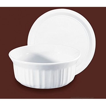 CorningWare French White Pop-Ins 16-Ounce Round Dish with Plastic Cover Pack of 2 Dishes