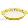 Grace Teaware Hand Painted Glazed Ceramic Stoneware 12-Inch Casserole Baker Dish Yellow Lemons