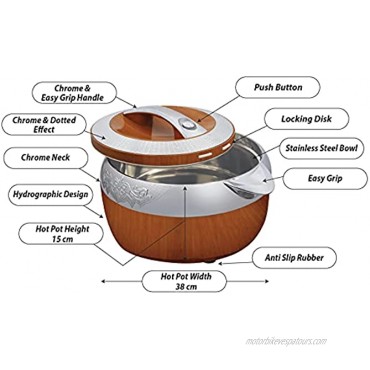 Happy Hi-sense ABS Wood Insulated Casserole | Stainless Steel Bowl | Keep Hot and Cold | X-Large |5500 ML