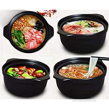 Korean Premium Ceramic Black Casserole Clay Pot with Lid,For Cooking Hot Pot Dolsot Bibimbap and Soup