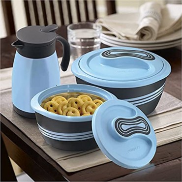 Pinnacle Insulated Casserole Dish and Leakproof Jug with Lid 3 pc. Set 2.6 1.5 qt. 750ml Jug Hot Pot Food Warmer Cooler – Thermal Soup Salad Serving Bowl Stainless Steel Hot Food Container Blue