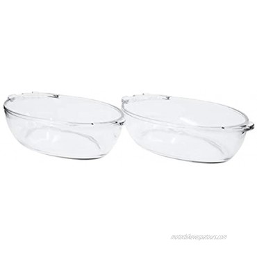 Red Co. Oval Clear Glass Casserole Baking Dish 2 Piece Set for Oven Microwave Dishwasher Fridge 13.25 x 7.75