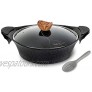Shabu Shabu Pot with Lid Non-Stick Casserole Induction Shabu Shabu Hot Pot with Divider 11.8 Inch 4.5L 5.64lb Black