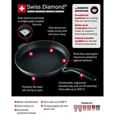 Swiss Diamond HD Classic Nonstick Induction Casserole w Lid 2.3 Qt 8