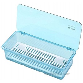 AIYoo Flatware Tray Kitchen Drawer Organizer With Lid And Drainer Plastic Kitchen Cutlery Tray and Utensil Storage Container with Cover Dust-proof Dinnerware Holder Blue