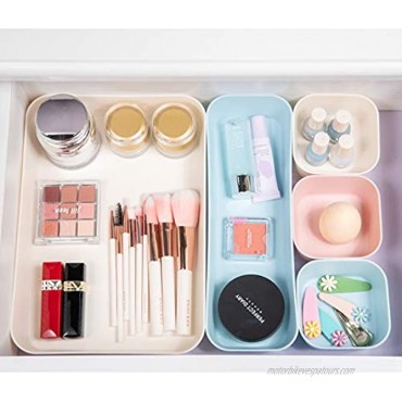 Backerysupply 9 Piece Set Large Size Plastic Desk Drawer Organizers For Makeup Bathroom Office Kitchen Three Colors