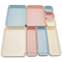 Backerysupply 9 Piece Set Large Size Plastic Desk Drawer Organizers For Makeup Bathroom Office Kitchen Three Colors
