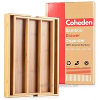 Bamboo Expandable Drawer Organizer by Coheden Premium Cutlery and Utensil Tray Multifunctional Organizer Fits With All Drawer Sizes 100% Pure Bamboo Medium 3-5 Compartments