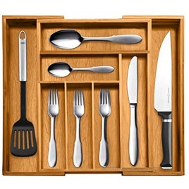 Bellemain 100% Bamboo Expandable Utensil Cutlery and Utility Drawer Organizer 8 slot