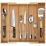 Dynamic Gear Bamboo Expandable Drawer Organizer Premium Cutlery and Utensil Tray 100% Pure Bamboo Adjustable Kitchen Drawer Divider