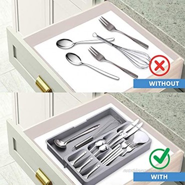 Expandable Silverware Organizer for Kitchen Drawers Smart Kitchen Utensil Organizer for Cutlery Silverware Angled Design Multipurpose Drawer Storage Organizer Tray for Kitchen Bathroom Home and Office.