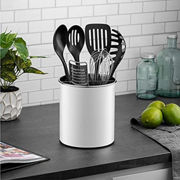 Extra-Large Stainless Steel Kitchen Utensil Holder 360° Rotating Utensil Caddy Weighted Base for Stability Utensil Crock With Removable Divider for Easy Cleaning Countertop Utensil Organizer.