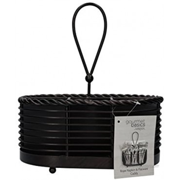 Gourmet Basics by Mikasa Rope Metal Tabletop Flatware and Napkin Picnic Caddy 10 Antique Black