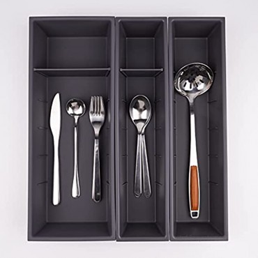 HOMENOTE Adjustable Drawer Organizer Premium Cutlery Organizer in Drawer Kitchen Utensils Organizer for Silverware Flatware Kitchen Utensils Grey