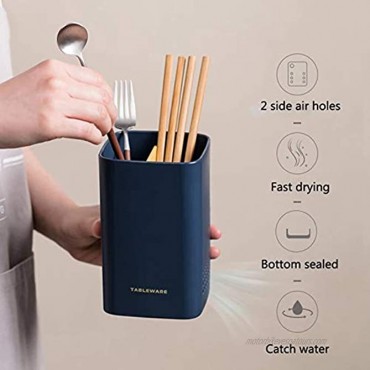 Kitchen Utensil Holder for Countertop,Multifunctional Draining Chopstick Cage,Double Ventilation Holes,Wall Mounted or Standing Cutlery Storage Organizer Caddy,Tableware Spoon Forks Storage Box,Navy