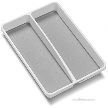 madesmart Classic Mini Utensil Tray White | CLASSIC COLLECTION | 2-Compartments | Kitchen Organizer | Non-slip Lining and Rubber Feet | BPA-Free