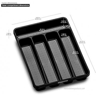madesmart Silverware Tray-CARBON COLLECTION Soft-Grip Lining & Non-Slip Rubber Base & BPA-Free Mini