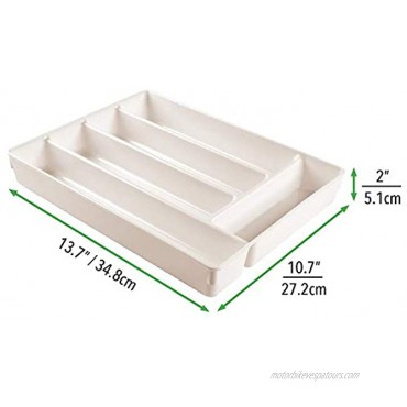 mDesign Plastic Divided Kitchen Pantry and Drawer Storage Organizer Tray Holder for Forks Spoons Knives 2 High Cream Beige
