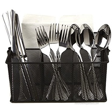 Mind Reader Storage Basket Organizer Utensil Holder Forks Spoons Knives Napkins Perfect for Desk Supplies Pencil Pens Staples