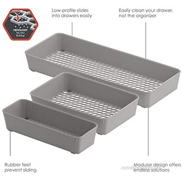 Spectrum Diversified Hexa Set of 3 Assorted Storage Buildup-Resistant Kitchen & Bathroom Drawer Trays Easy-to-Clean Bathroom & Kitchen Organizers Stone Gray
