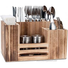 Utensil Caddy Silverware Caddy Cutlery Caddy Wooden Cutlery Holder Antique Flatware Caddy Holder for Kitchen Dining Party Picnics 8 Compartments Brown 11.8x7.5x6.7
