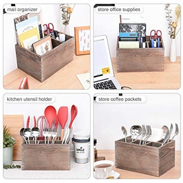 Wooden Utensil Holder with 7 Adjustable Compartments Upgraded Version Silverware Caddy Big Enough to Store Most Large Flatware