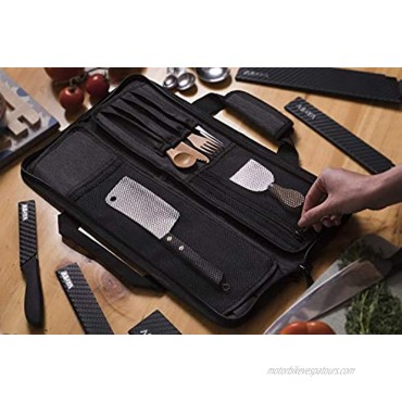 Asaya Chef Knife Roll Bag 12 Pockets for Knives and Kitchen Utensils Lightweight Durable and Stain Resistant Nylon Perfect for the Traveling Chef Knives not Included