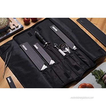 Asaya Chef Knife Roll Bag 12 Pockets for Knives and Kitchen Utensils Lightweight Durable and Stain Resistant Nylon Perfect for the Traveling Chef Knives not Included