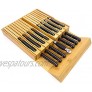 Bamboo In-Drawer Knife Block Kitchen Knife Drawer Organizer Without Knife Knife Holder Drawer for Knife Storage Saves Counter Drawer Space 16 Slots