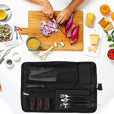 Chef’s Knife Roll Bag Heavy Duty Oxford Chef Knife Bag Portable 13 Slots Chef Knife Case Multi-function Cutlery Knives Pouch Holder Knife Wrap Wallet Tool Roll for Home Kitchen Traveling Camping