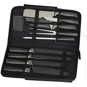 Chef’s Leather Knife Bag with 9 Universal Knife Holder Slots Knife Carrier Bag Has a Zipper Pouch Knife Case Also Holds Small Kitchen Tools Like Spoon Peeler BBQ Tools Best Chef Knife Bag