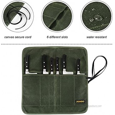 JOINDO Heavy Duty Waxed Canvas Knife Bag Professional Chef Knife Roll Bags with 6 Slots Knives Pouch