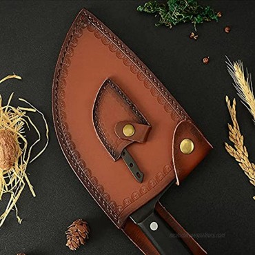 Leather Knife Sheath for Serbian Chef's Knife with Belt Loop Meat Cleaver Cover Butcher Knife Protector Chinese Chef Knife Sheath Leather Universal Kitchen Knives Blade Guards Chef Knife Holster