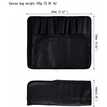 XYJ Chef Knife Bag 8 slots Holds 8pcs Knives Black Canvas Roll Bags Portable Storage Carry Bag For Kitchen Knife Tools Portable Knife Holder Knives Not Included