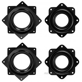 2 Pcs 4 Inch and 2 Pcs 3 Inch Square Lazy Susan Turntable Bearings 4” Square Ball Bearing Swivel Plate with 300lbs Capacity 3” Rotating Disc with 150 Pound Capacity Black