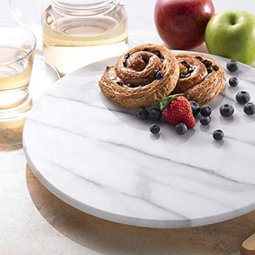 Creative Home Natural Marble Lazy Susan Turntable Rotating Serving Plate Dining Table Organizer 12 Diam. Off-White Patterns May Vary