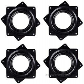 Dailydanny 4 PCs Heavy Duty Square Lazy Susan Turntable Bearings Rotating Bearing Plate 3 inch Black