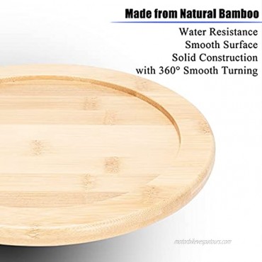 Fummki Lazy Susan Organizer Bamboo Wood 10 Kitchen Turntable Rotating Shelf Spice Jars Essential Oil Holder Countertop Storage