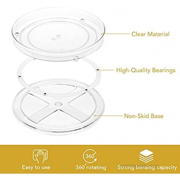 KaryHome 9 Inch Lazy Susan Cabinet Organizer Plastic Lazy Susan Turntable for Pantry Countertop Table Fridge Clear Lazy Susan Spice Rack Organizer 2-Pack