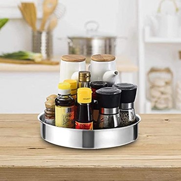Lazy Susan Turntable Spice Rack Kitchen Cabinet Organizer Stainless Steel Spinning Storage Container Organization Tray for Corner Cabinets Pantry Tabletop Shelf Countertop 12