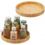 mDesign Bamboo Lazy Susan Turntable Food Storage Container for Cabinets Pantry Refrigerator Countertops Spinning Organizer for Spice Bottles Jar Condiments Baking 9 Round 2 Pack Natural