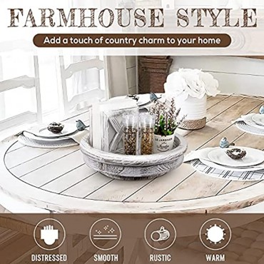 PUERSI Rustic Farmhouse Wood Lazy Susan Turntable Perfect for Table Centerpiece 13 Inch Distressed Wooden Round Tray Decoration of Coffee Bar Kitchen Dining Room Bathroom White