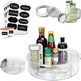 Riverhighfur Lazy Susan Organizer Container Turntable Storage Pantry Cabinet Divided 360°Spinning Spice Rack Organizer for Spices,Sauces,Drinks,Cleaning Products