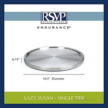 RSVP International Turntable Lazy Susan Stainless Steel 10.5 | Handy in Cabinet Refrigerator or on Counters | Organize Spices Canned Foods Pots Pans Dinnerware 10.5 Inch