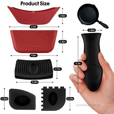 10PCS Silicone Hot Handle Holders Kit and Pot Holders Cover Removable Hot Resistant Pot Holder Handle Sleeves Lid Covers for Cast Iron Skillets Metal Frying Pans Aluminum Cookware Black Scraper