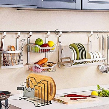 2 Pack Kitchen Pot Pan Lid Rack Holder 4 Slots Multifunctional Organizer Metal Storage Shelf for Cookware Chopping Cutting Board Counter Cabinet Plates Dishes