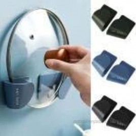 4 pairs Lid and Spoon Rest Shelf Pan Pot Cover Lid Rack Stand Organizer Wall-Mounted Hanging Holder for Pan Pot Cover Rackblue