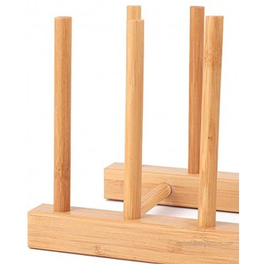 Bamboo Dish Rack Plates Holder Kitchen Storage Cabinet Organizer for Cup Pot Lid Cutting Board Countertop Organization