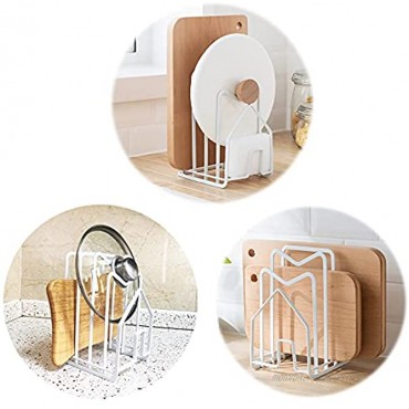 Cutting Board Rack Lid and Chopping Board Block Shelf Organizer Multilayer Stand Holder Kitchen Countertop Pot Pan Store Rack Color White